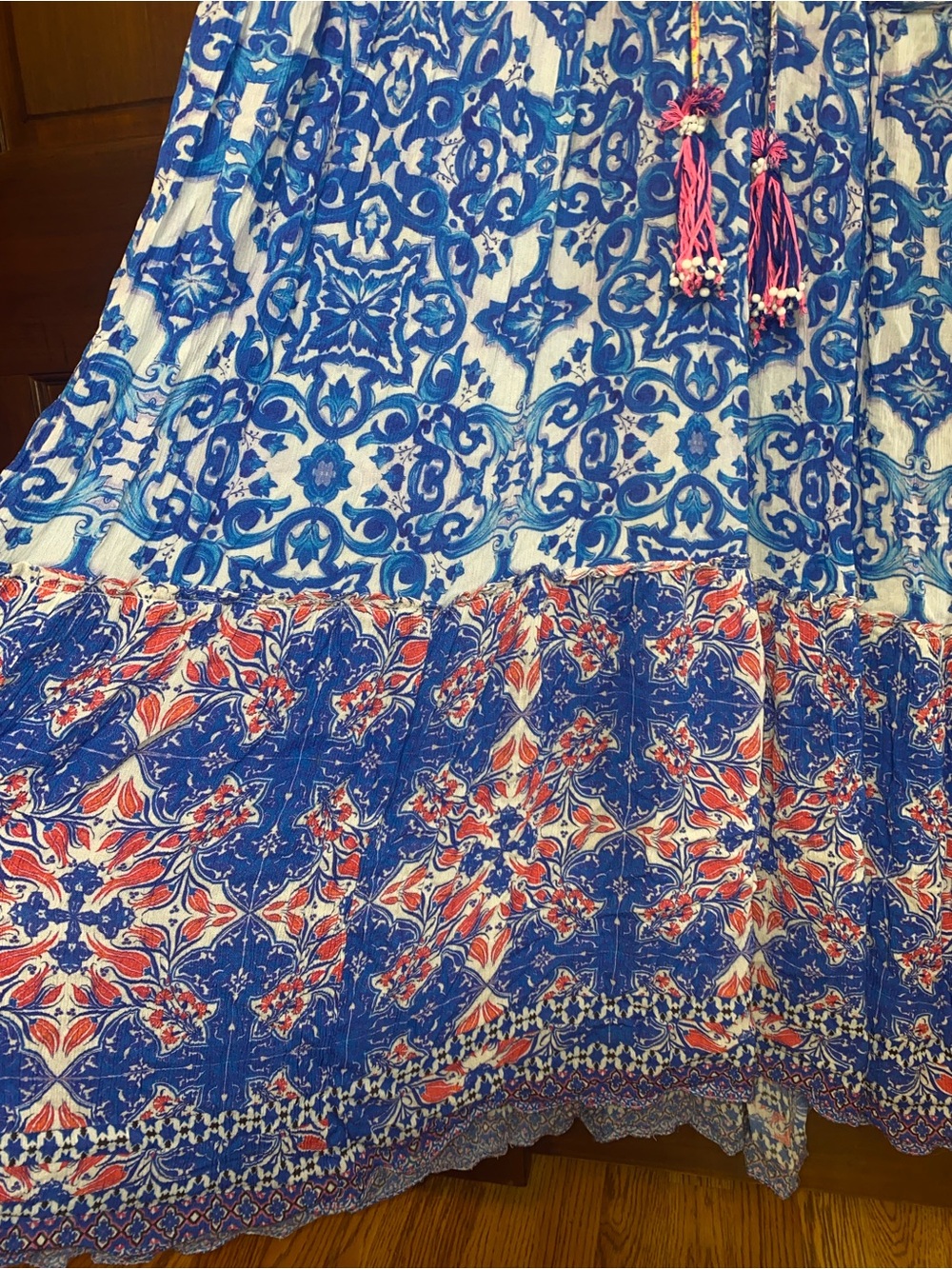 HEMANT & NANDITA kaftan maxi dress royal blue yellow pink Cali Boho resort tall - Picture 10 of 10